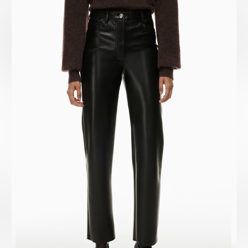 Aritzia Wilfred Melina Leather Pants with Slight Flare